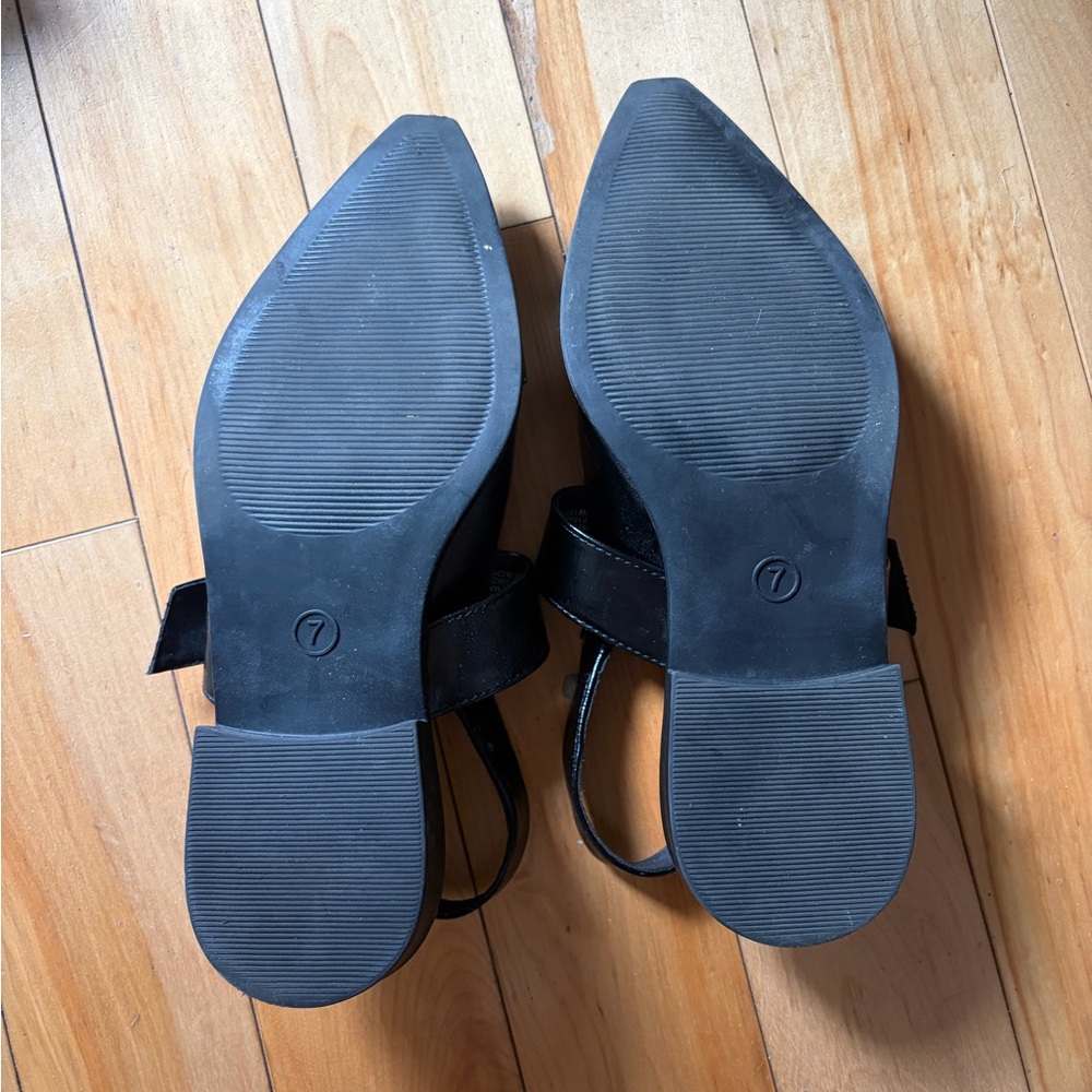 Black Pointed Slingback Buckle Flats -  Women - Picture 3 of 3